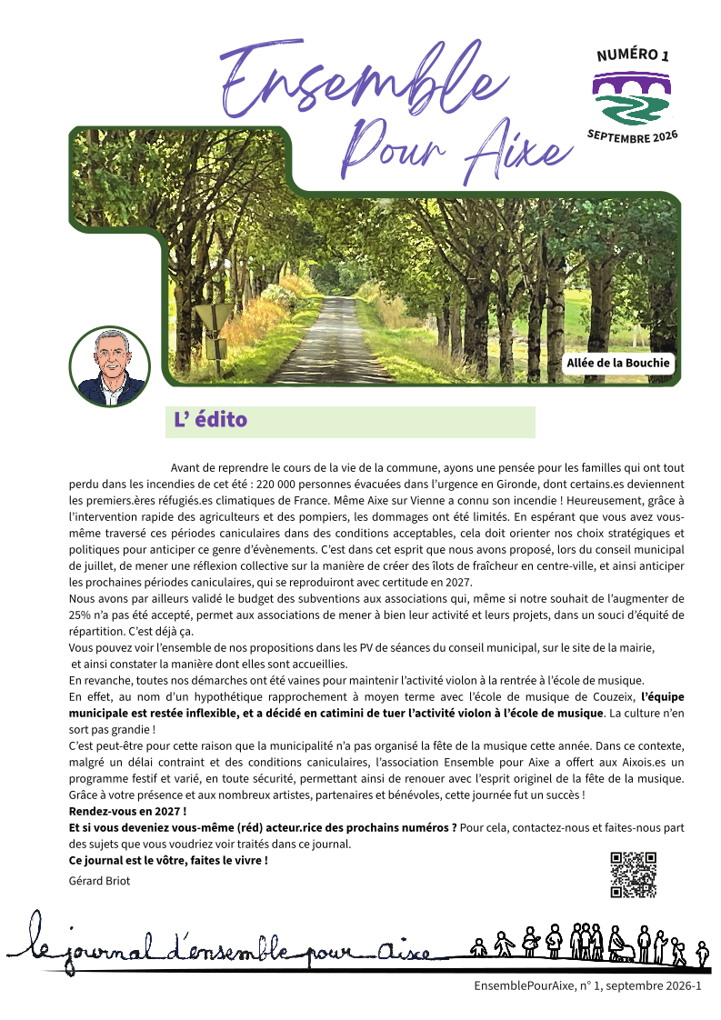 Couverture du journal n° 1