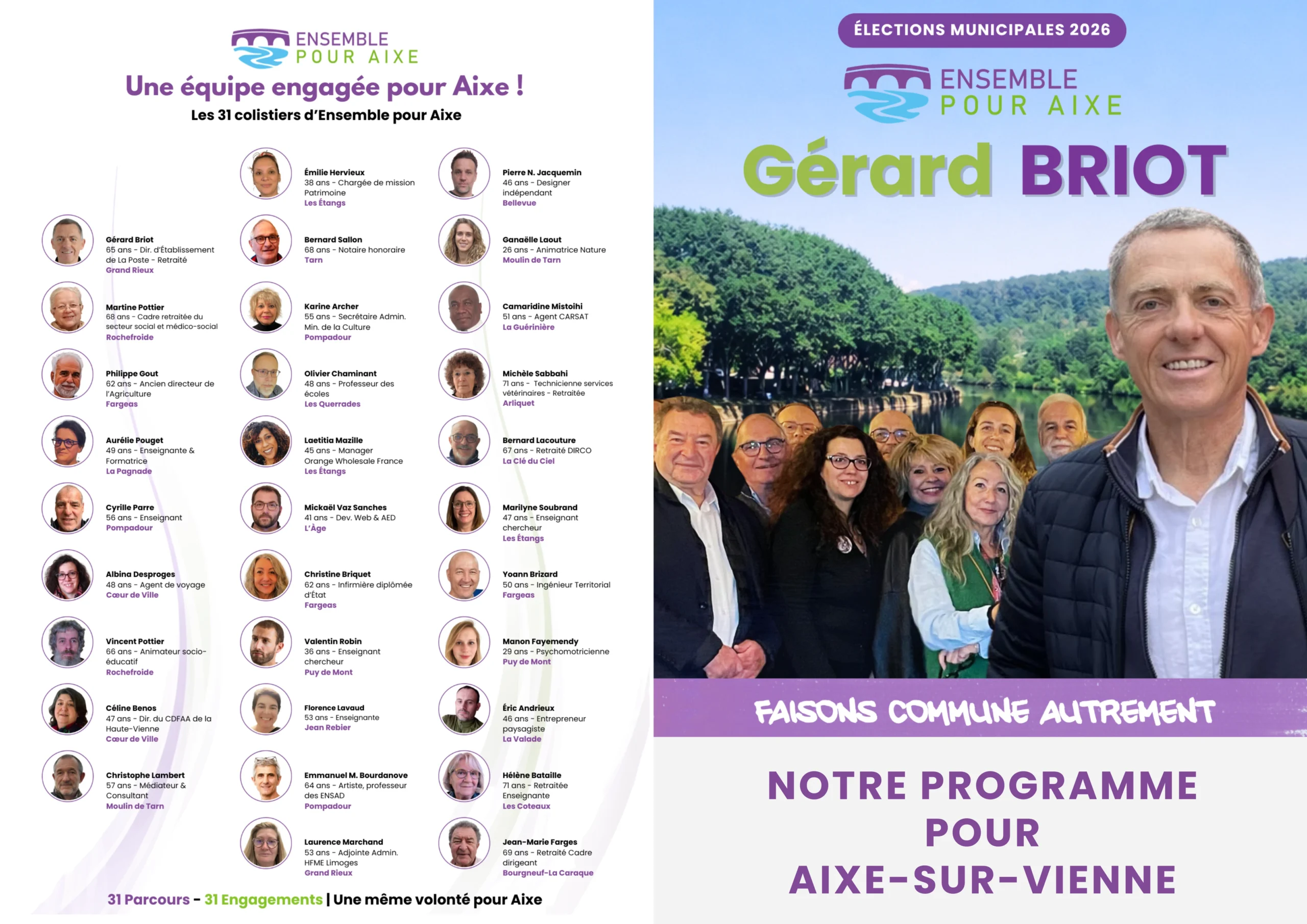 Programme Ensemble pour Aixe – Couverture et équipe