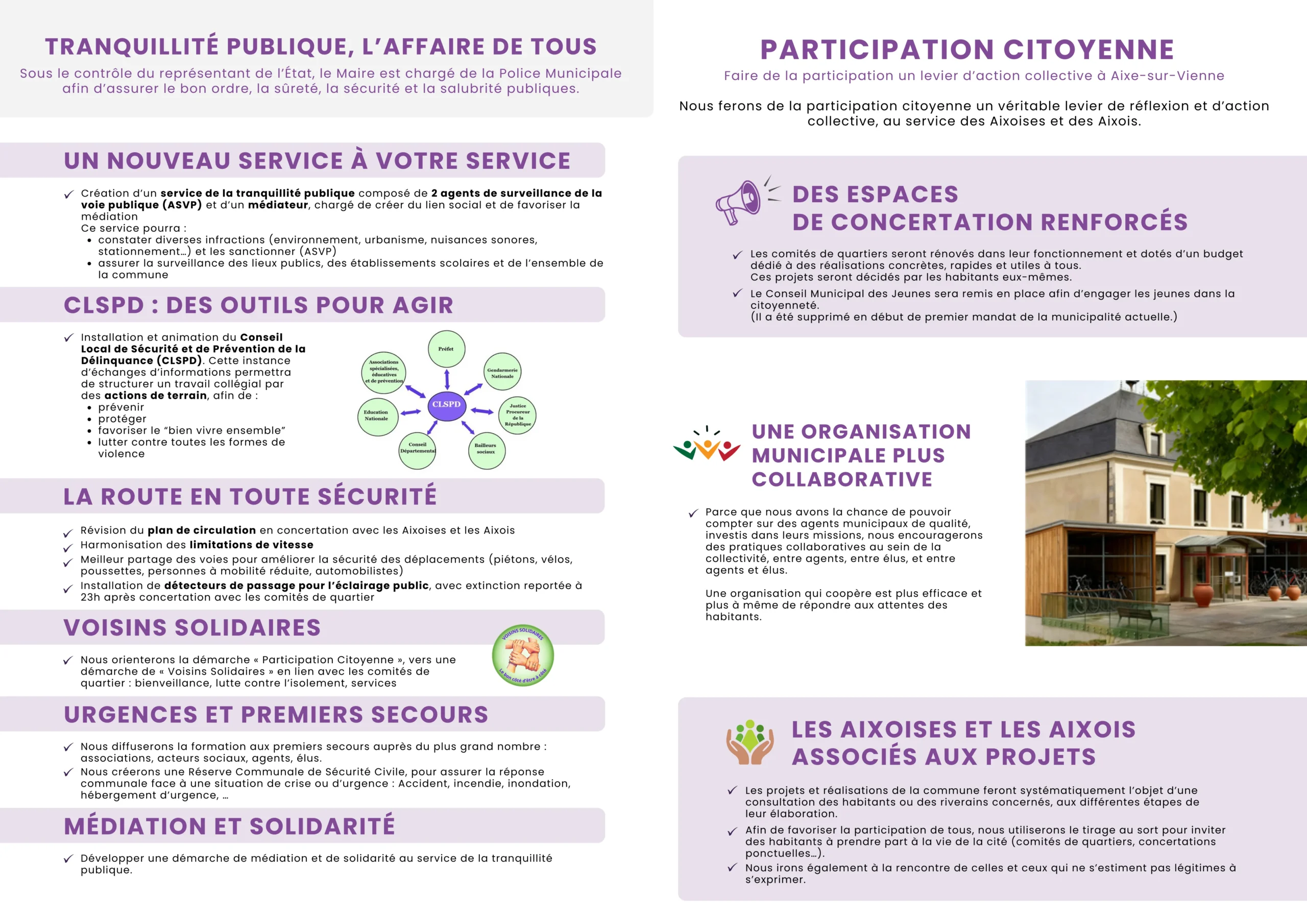 Programme Ensemble pour Aixe – Tranquillité et participation citoyenne